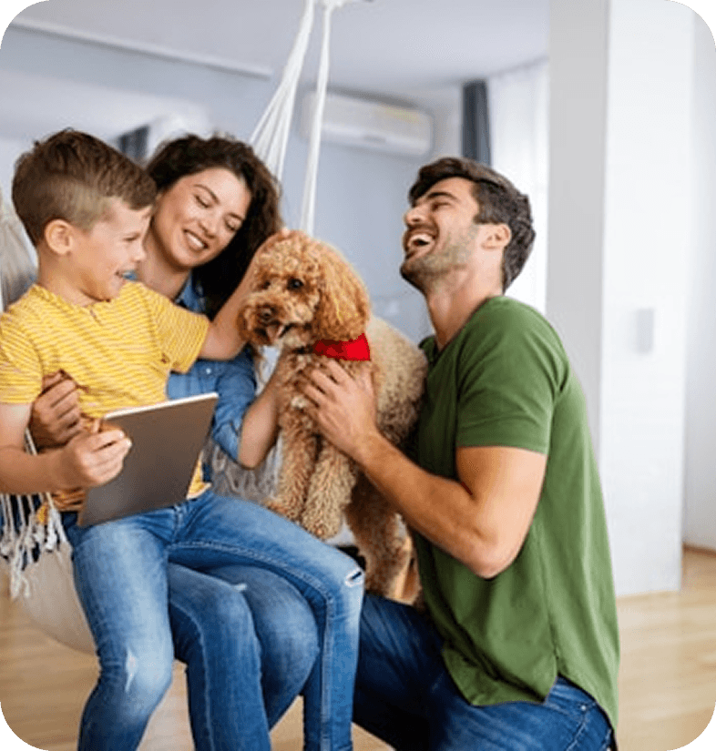 Family with puppy
