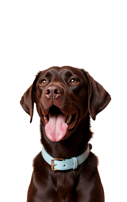Chocolate Labrador with collar