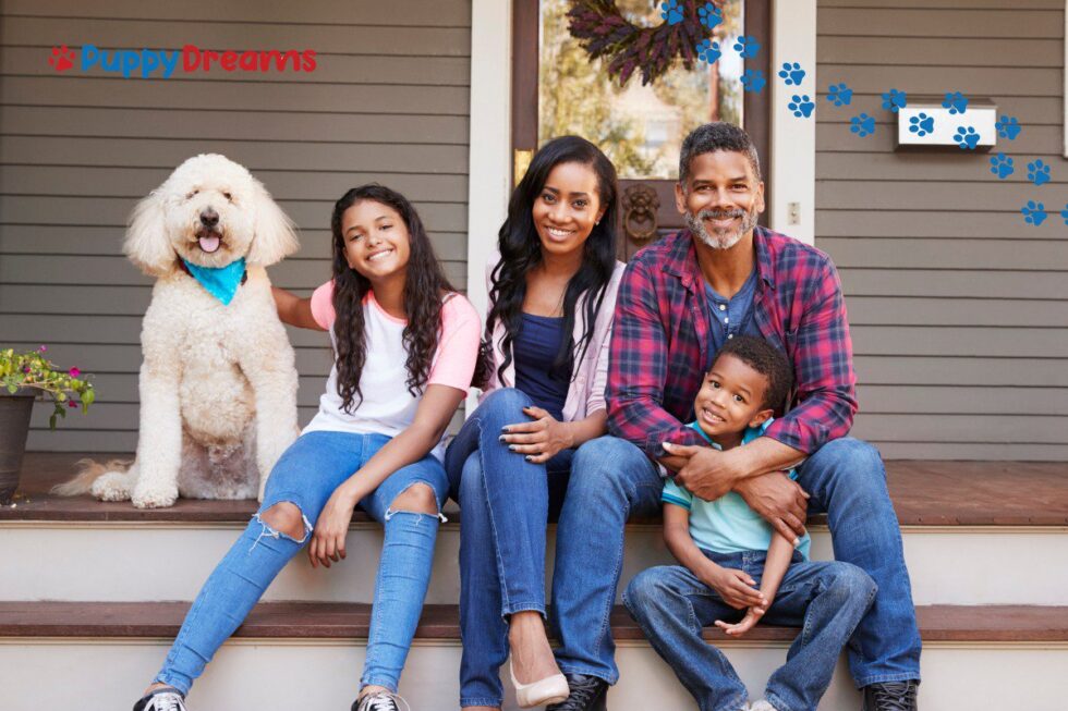 Large dog with kids
